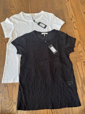 Rag & Bone Slub Tee Bundle Medium NWT White + Black Cheetah Print Cotton Tee